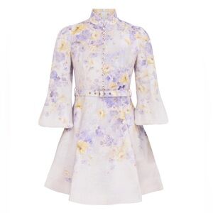 Zimmermann crushed buttoned lilac Floral mini Dress